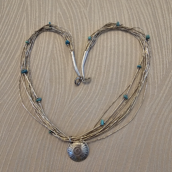 Carolyn Pollack Jewelry - Vintage Carolyn Pollack 18" Liquid Sterling Silver Necklace w/Turquoise Beads